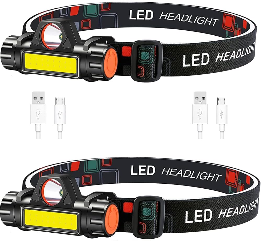 Rechargeable Headlamp Super Bright & Lightweight LED Headlamp, Adjustable Beam, Angle & Strap Head Lamp, Waterproof Headlight Flashlight for Running Camping Cycling Outdoor Adults Kids