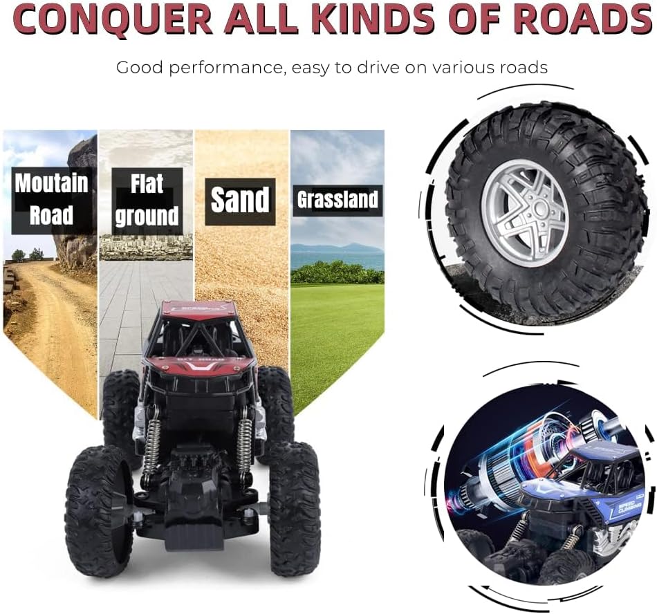  Car Toys Remote Control, Off-road Climbing Car High-speed Drift Racing Toy with Rechargeable Battery,Boys Girls Kids...