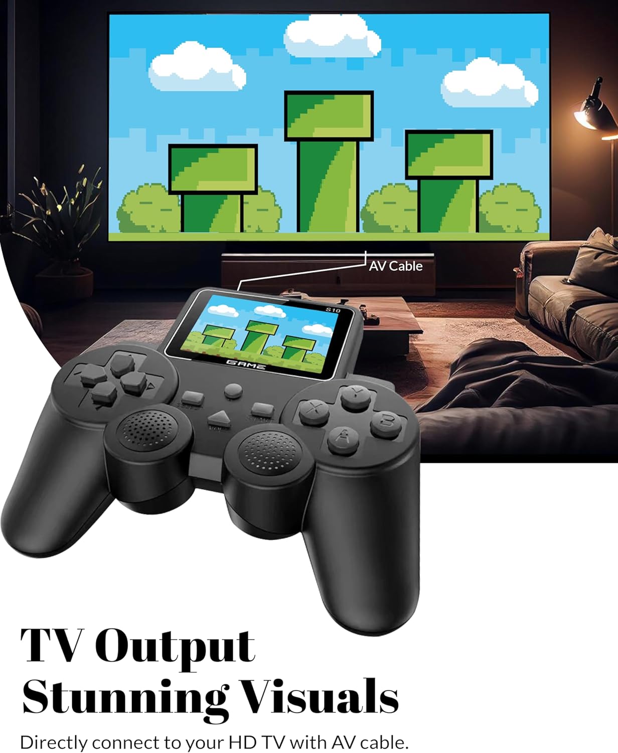 PlayingStation 520-in-1 Retro Games Handheld - Controller Console with Loads of Classic Arcade Games - Gamepad Console with AV TV Out 