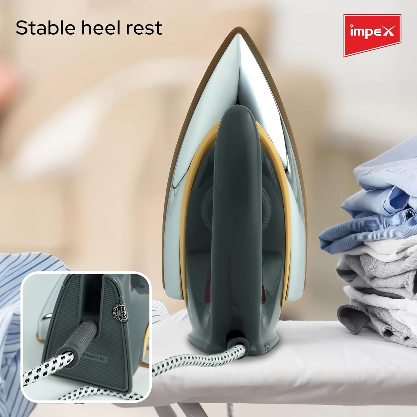  Electric Iron Box Light Weight 1200W | Non-stick ceramic coated sole plate with 5 temperature settings for different textile | 180 degree swivel cord...
