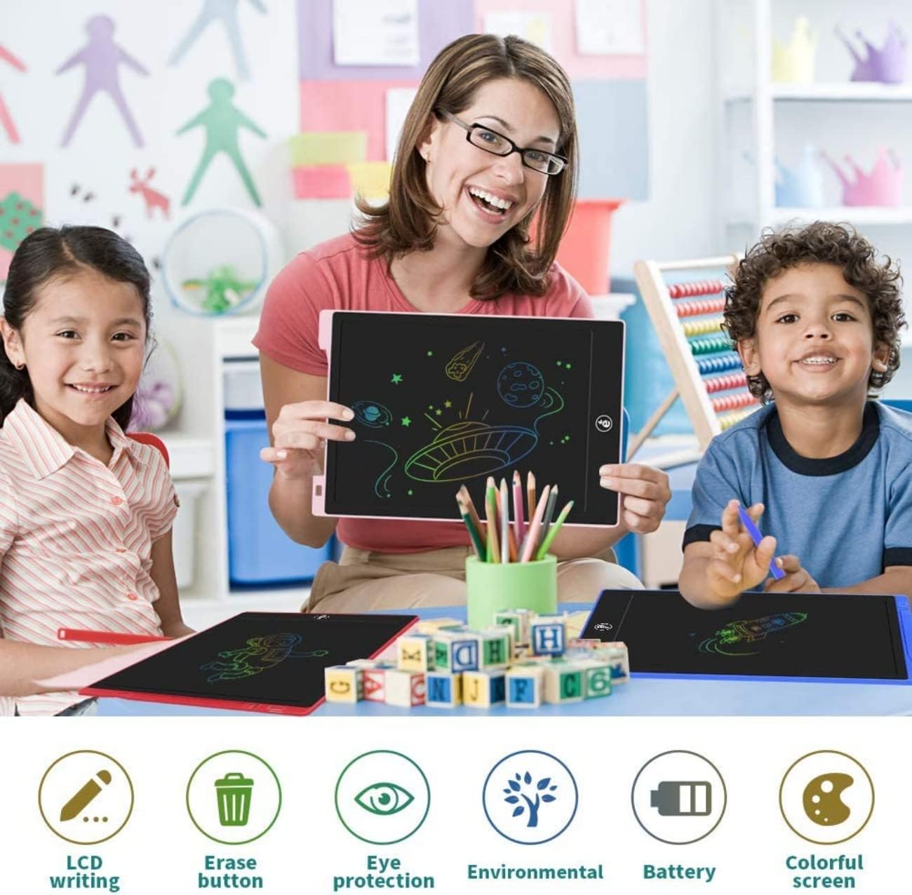  LCD Writing Tablet 8.5 Inch, Doodle Pad Portable Erasable Reusable Writing and Drawing Pad, Learning Toys Kids Writing Pad for Boys and Girls 