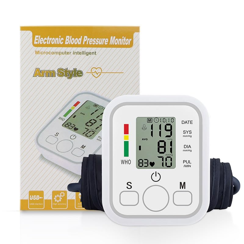 Automatic Blood Pressure Monitor, Clinically Validated, Blood Pressure Machine with Arrhythmia Detection & Colour-Coded Risk Indicator according to WHO standards