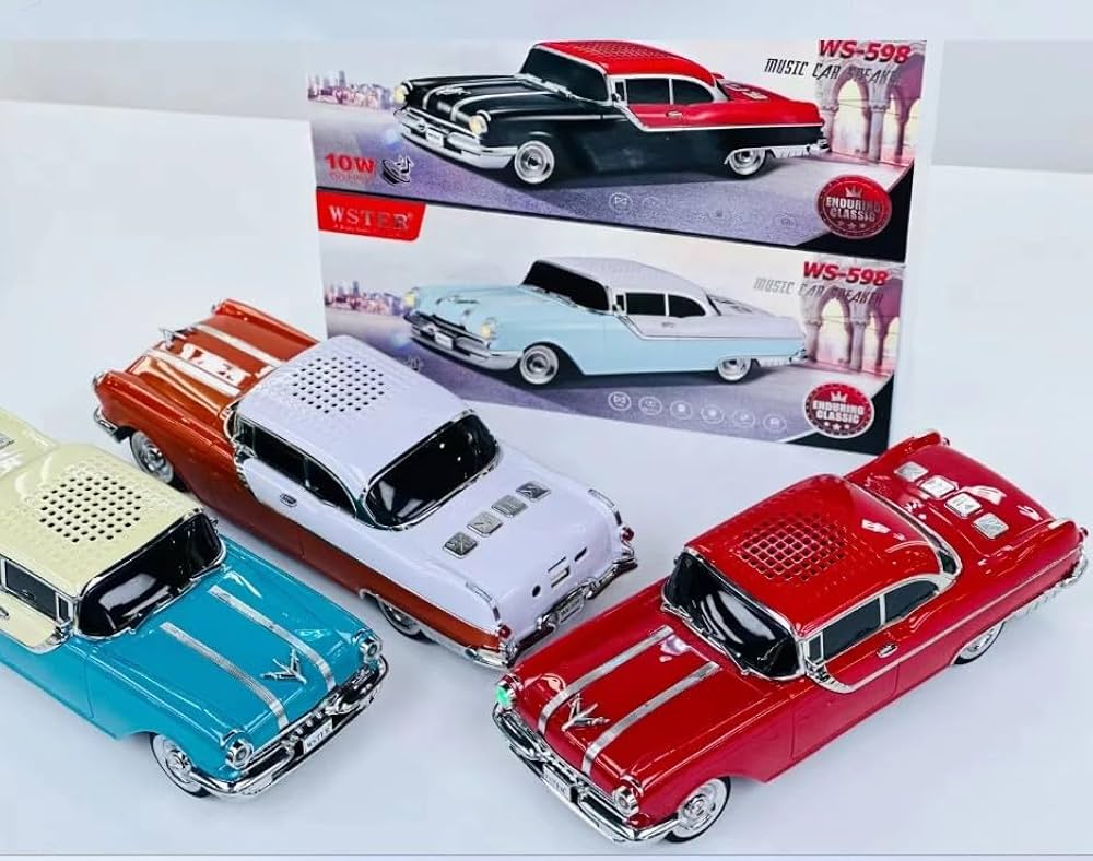 Audiobox Bel Air Retro Ride Bluetooth Car Speaker & FM Radio | with USB, SD, AUX Input for Office, Home, Garage 