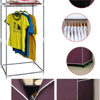Portable Closet Wardrobe,Closet Storage Organizer Wardrobe Clothes Storage Shelves Non-Woven Fabric Cover Multi-Grid Hanger |