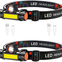 Rechargeable Headlamp Super Bright &amp; Lightweight LED Headlamp, Adjustable Beam, Angle &amp; Strap Head Lamp, Waterproof Headlight Flashlight for Running Camping Cycling Outdoor Adults Kids