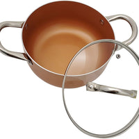 Nonstick Copper Ceramic Dutch Oven Stew Soup Pot Braiser with Stainless Steel Handles &amp; Vented Glass Lid (6.5 Qt)