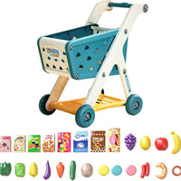 Kids Shopping Cart Trolley Play Set with Pretend Food and Accessories,Toy Shopping Cart Trolley for Kids Baby with Play Foods, Grocery Shopping Cart Playing Pretend Games&nbsp;