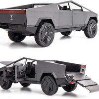 Toy Car 1:24 Tesla Cybertruck Pickup With Motorcycle Alloy Car Model Diecast Toy Vehicle Sound and Light Simitation Cars Model Toys Gift