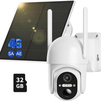 4G LTE Cellular Security Camera Includes SD&amp;2 SIM Cards, 2K Solar Outdoor Cam Wireless Without WiFi Needed, 360° Live View, Color Night Vision, PIR Motion Detection&amp;Siren Alert, 2 Way Talk, IP66